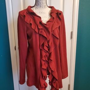 Grace Elements Ruby Red Ruffle Cardigan